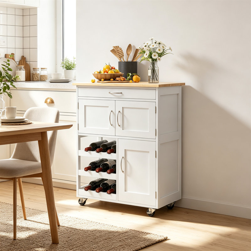 67 cm W Kitchen Island with, White