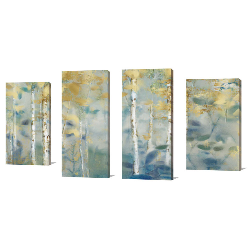 «Gilded Forest II», reproduction de 4 pièces sur toiles tendues, H 38 po x l 72 po x P 1,5 po
