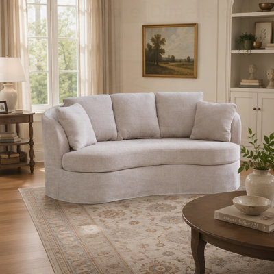 Curved Sofa, Modern Luxury Plush Chenille Extra-Deep Seat, 5 Removable Cushions, Suitable For Small Spaces, Living Rooms, Bedrooms