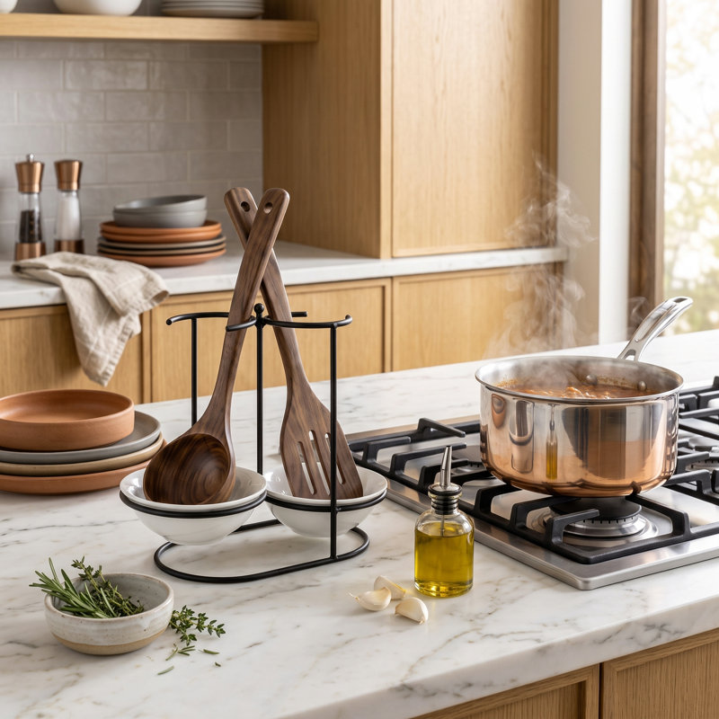 Kitchen Metal Spoon Rest Utensil Holder