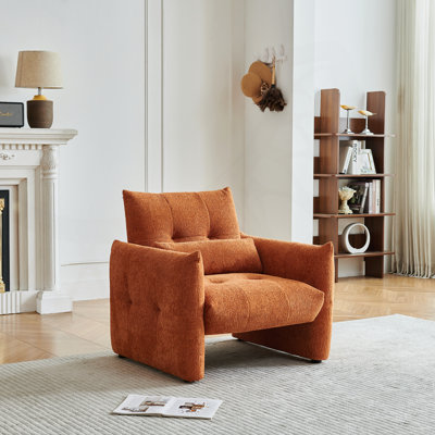 Chaise d'appoint moderne capitonnée avec revêtement en velours Raindrop et coussin lombaire pour le salon, la chambre à coucher ou le coin lecture.