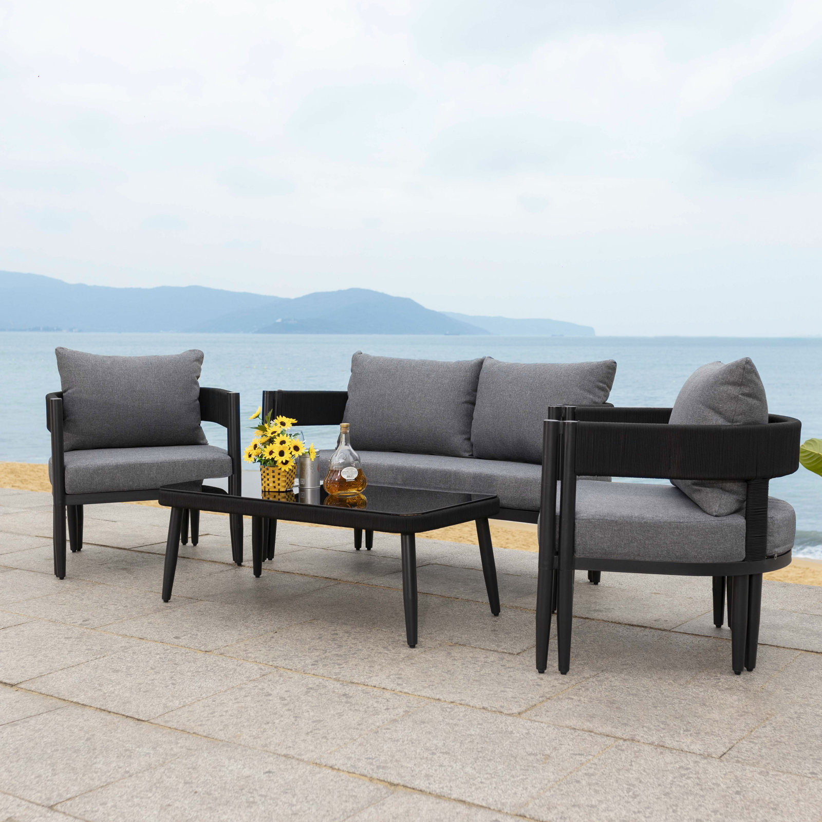 Viola 4 Piece Conversation Set, Gray