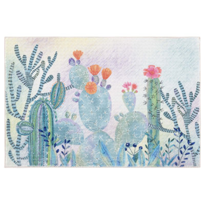 Mubariz Floral Polyester Water Resistant Non-Skid Kitchen Mat