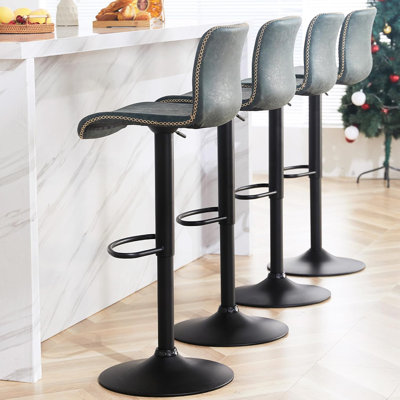 Lolar Swivel Upholstered Adjustable Height Counter Stool with Metal Frame