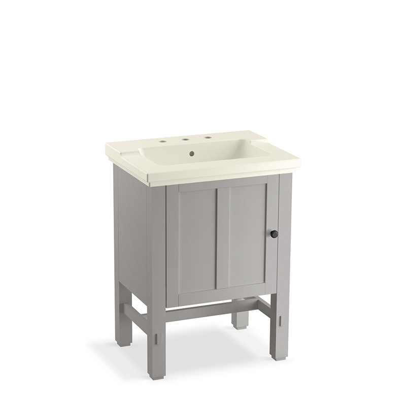 Tresham Vanity-Top Bathroom Sink with Single Faucet Hole, Biscuit, 8'' Centers