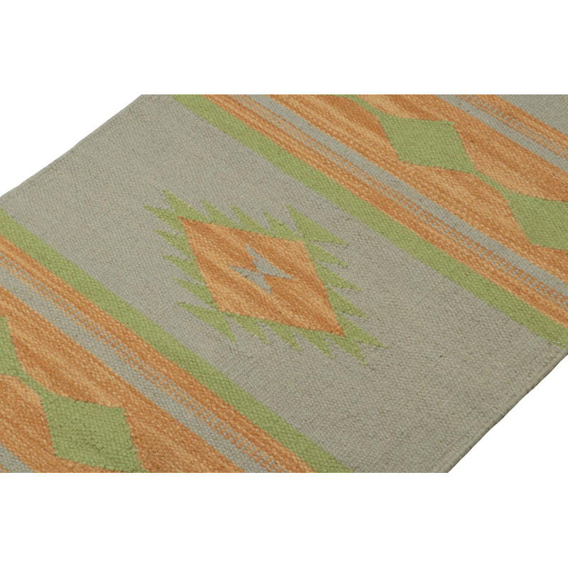 Flatweave Wool Area Rug in Gold/Green