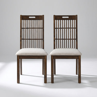 Ensemble de 2 chaises d'appoint rustiques de style campagnard avec sièges rembourrés et finition patinée