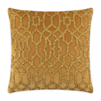 Sparkles Home Pearl Lattice Throw Pillow | Soft Velvet with Faux Pearls & Glass Rhinestones – 16”x16