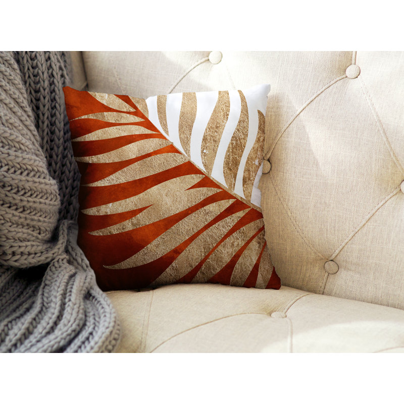 Floral Outdoor Reversible Throw Pillow, 17W" x 17H", Orange/Gold/White