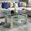 Table basse rectangulaire avec plateau de rangement en verre trempé et panneau de fibres à densité moyenne Fraiya-83077152-83077153