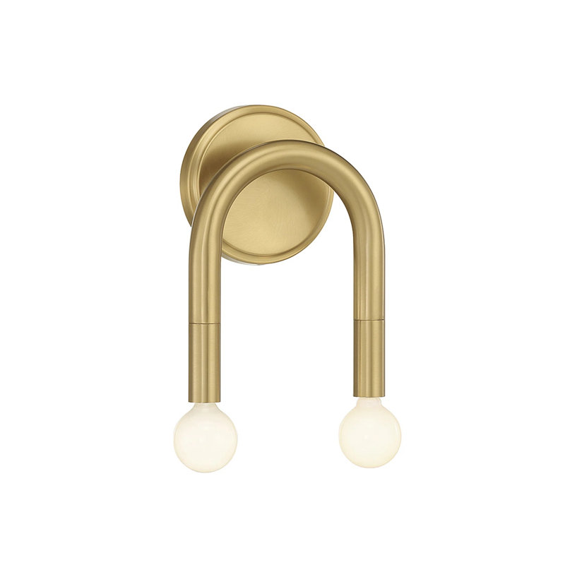 Meridian 2-Light Wall Sconce in Natural Brass, Natural Brass