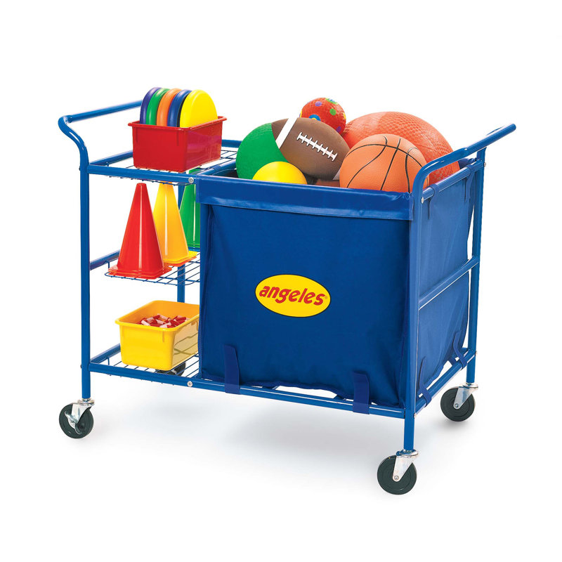 Blue Steel and Nylon 3-Shelf Rolling Ball Cart