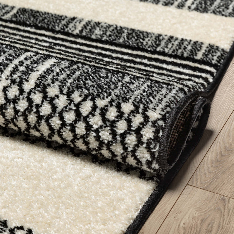  Mystic Athena Tribal Moroccan Black Dark Grey Area Rug, Rectangle 5'3" x 7'3"