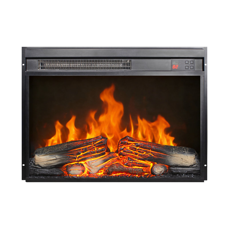 Foyer électrique encastrable 23 pouces avec protection contre la surchauffe de la télécommande et de la minuterie de la flamme et de la bûche réaliste 1400W Chaleur 5000 's par heure 11 réglages de température 50000 heures Source à DEL 4 réglables