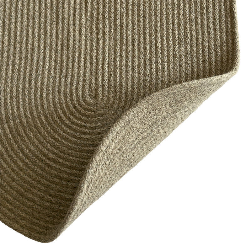 Tapis d'intérieur réversible en laine tressée Bristol, Beige, Oval 5' x 8'