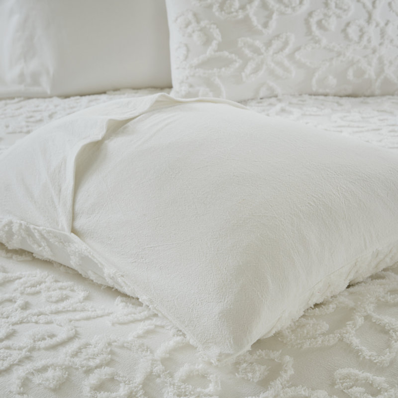 Amber Floral Medallion Full/Queen Cotton Chenille Duvet Cover Set