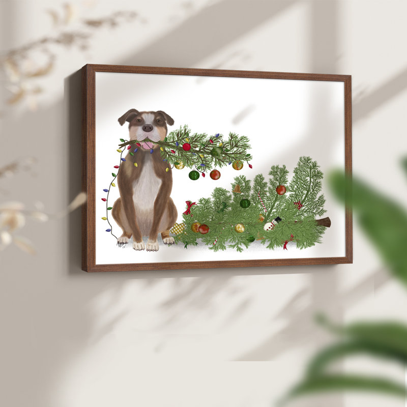 «Christmas Des Broken Tree» - reproduction encadrée - réarmable, H 22 po x l 28 po, Noyer