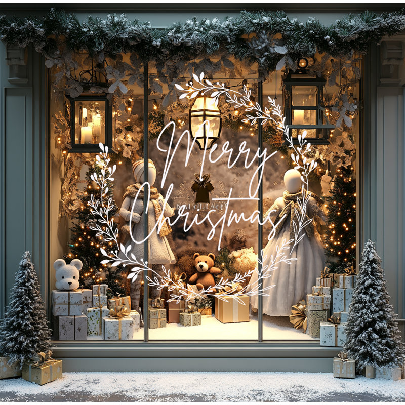 Vinyle Merry Christmas Decor, Noir mat, H 40 po x l 40 po