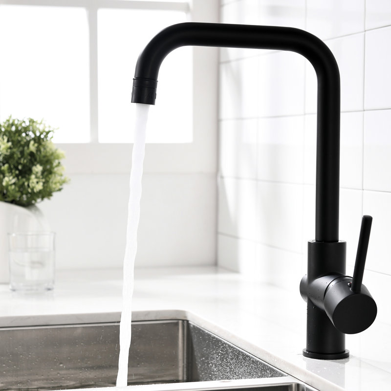 Matte Black Kitchen Sink Tap Single Handle 1 Hole For Commercial Kitchens Faucet Lever Restaurants And Offices