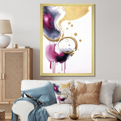 Intensité de la paix, série magenta et or I - peinture murale abstraite