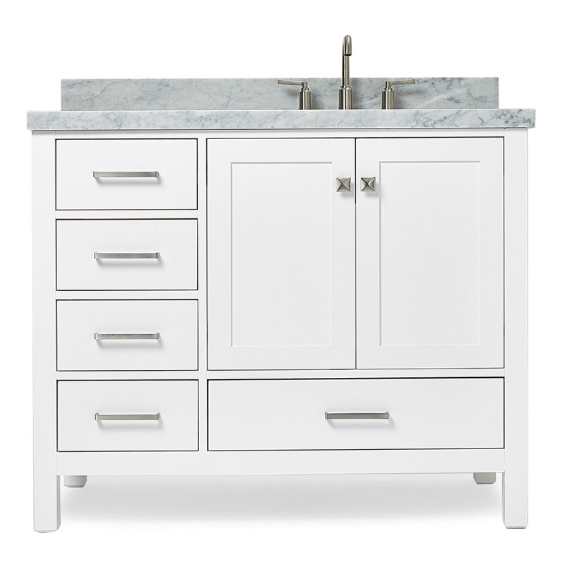 Ensemble de meuble-lavabo simple 43 po Cambridge, Blanc, Oui, Forme rectangulaire
