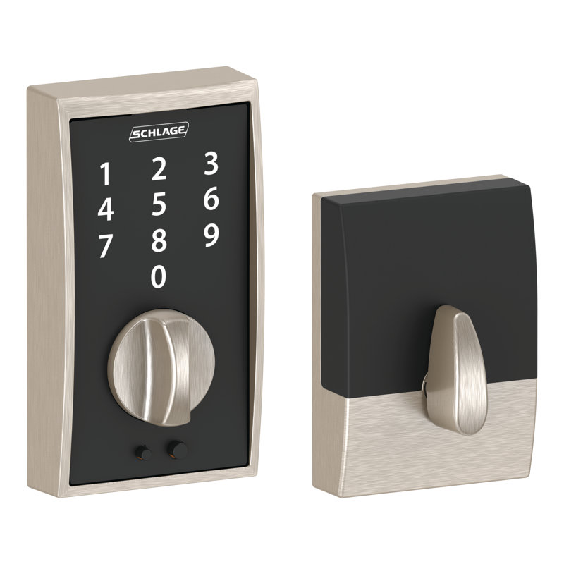 Schlage Touch Keyless Touchscreen Deadbolt with Century Trim, Satin Nickel