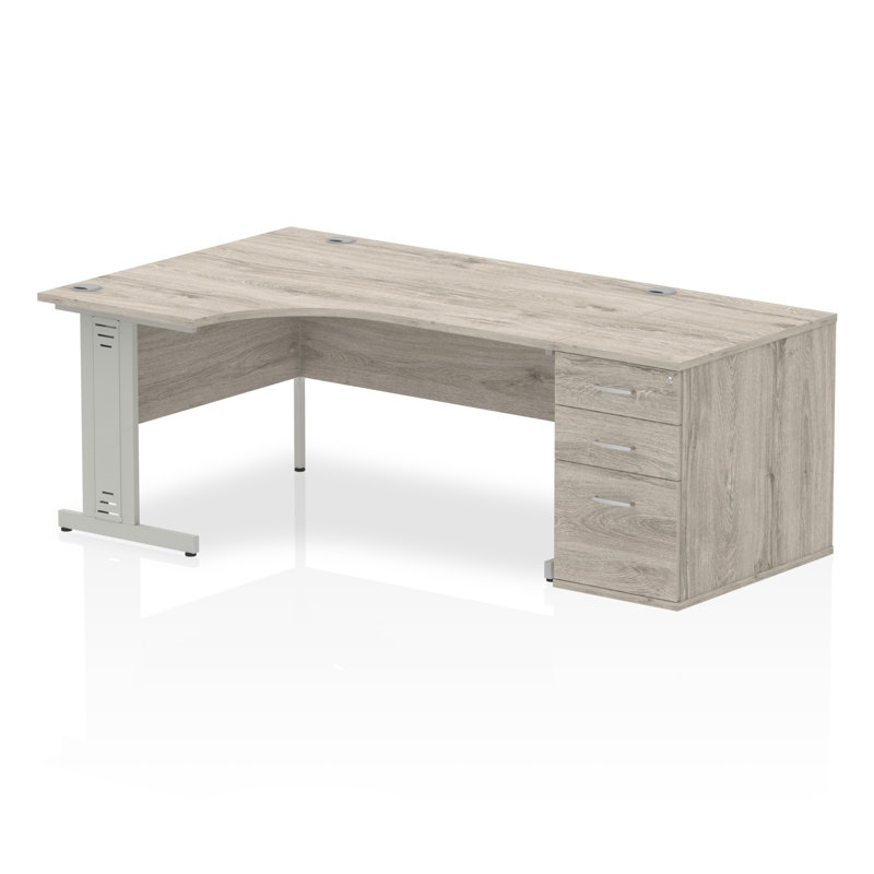 Zetta Metal Base Executive Desk, 73 cm H x 160 cm W x 80 cm D, Right