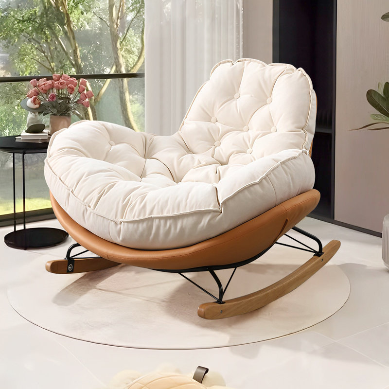 Modern Upholstered Rocking Chair, Orange