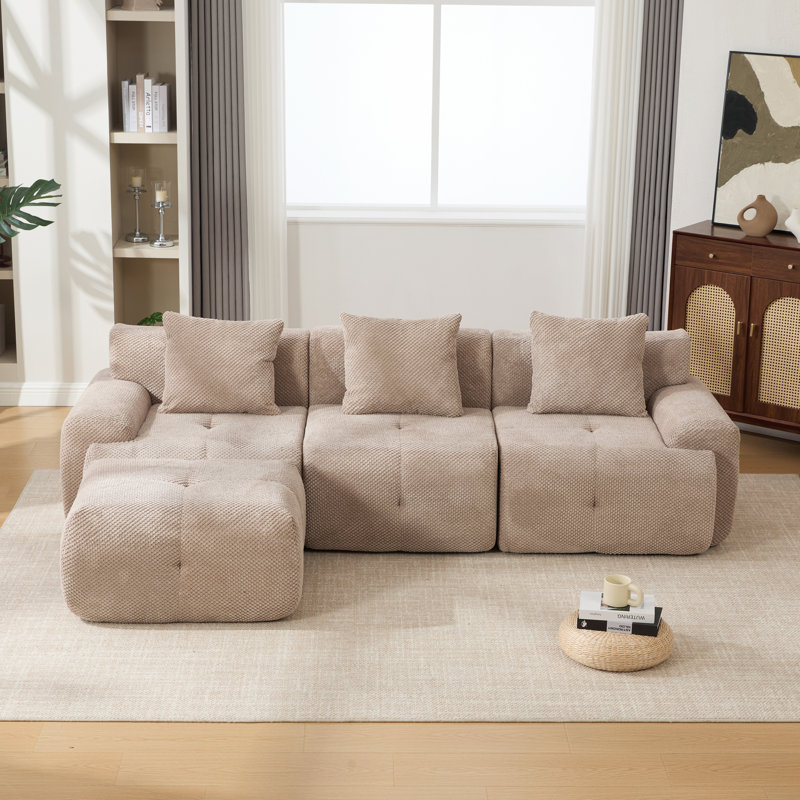 Canapé modulaire à compression 4 pièces, Polyester taupe