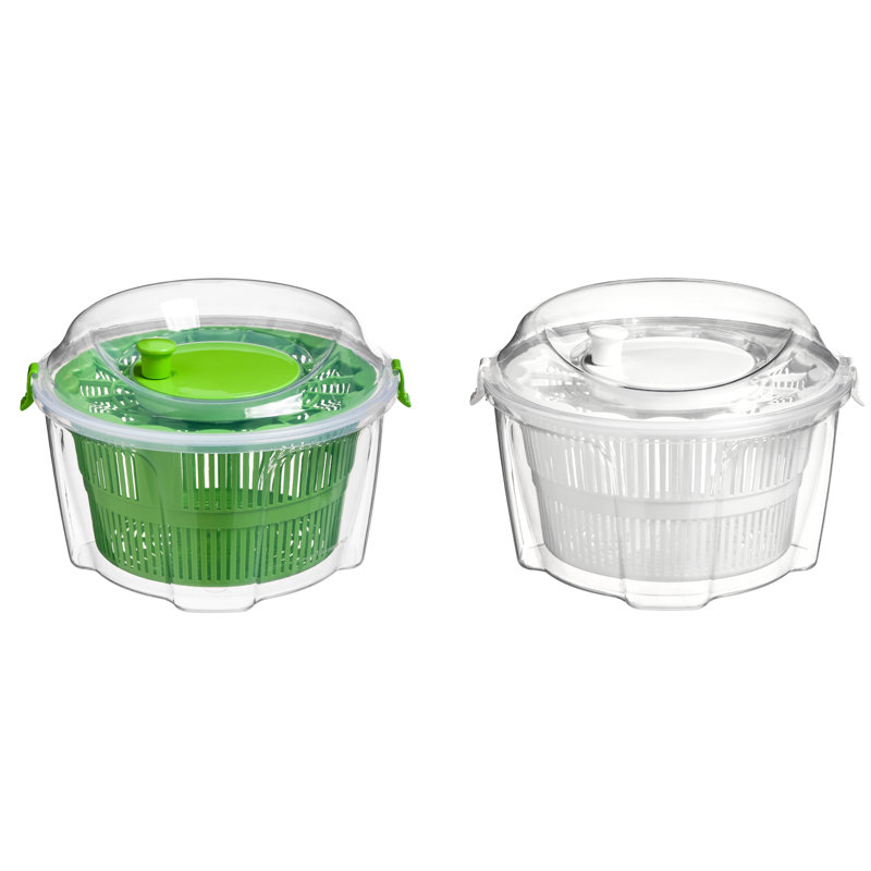 Symple Stuff Plastic Salad Spinner, Clear/Green