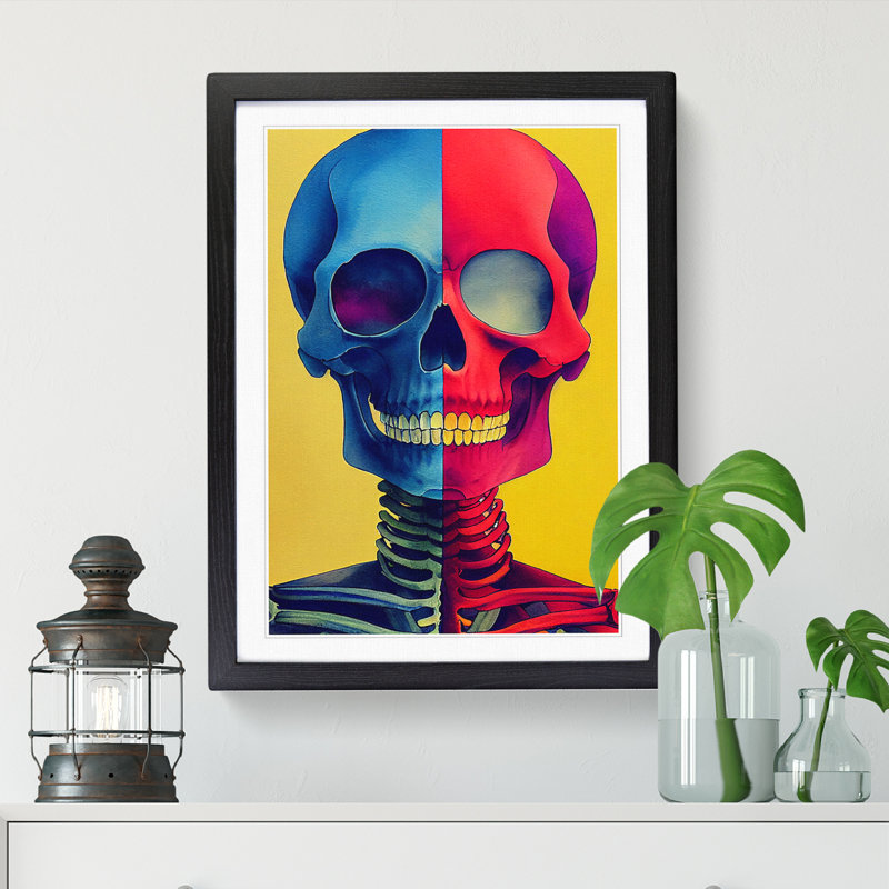 Watercolour Skull Vol.1 - Single Picture Frame Print, 64cm H x 46cm W x 2cm D, Black