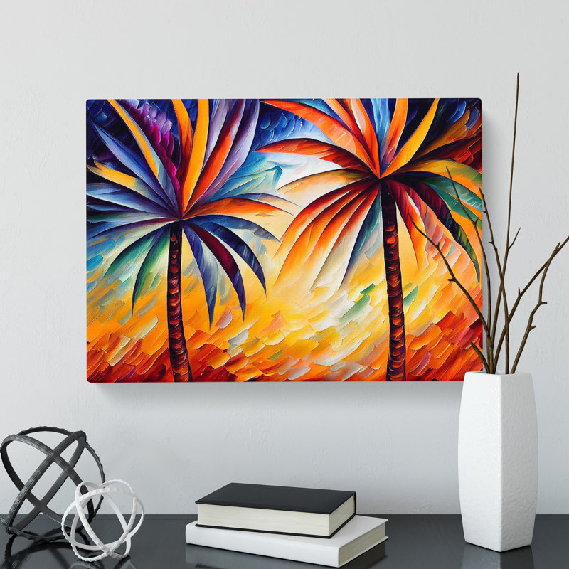 Palm Tree Painting Vol.5 Abstract - Wrapped Canvas, 35cm H x 50cm W x 3cm D