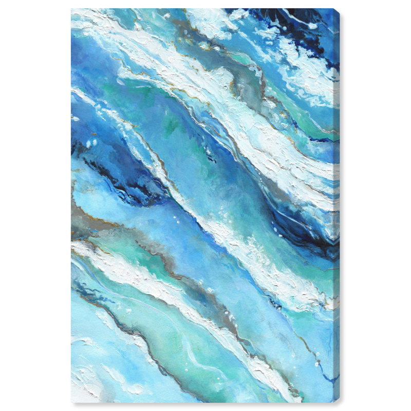 «Blue Abstract Canvas Vibrant Coastal Wall Art» par Art Remedy, Toile tendue, H 15 po x l 10 po