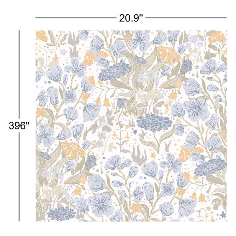 Wallpaper Roll, Blue/Orange/Cream