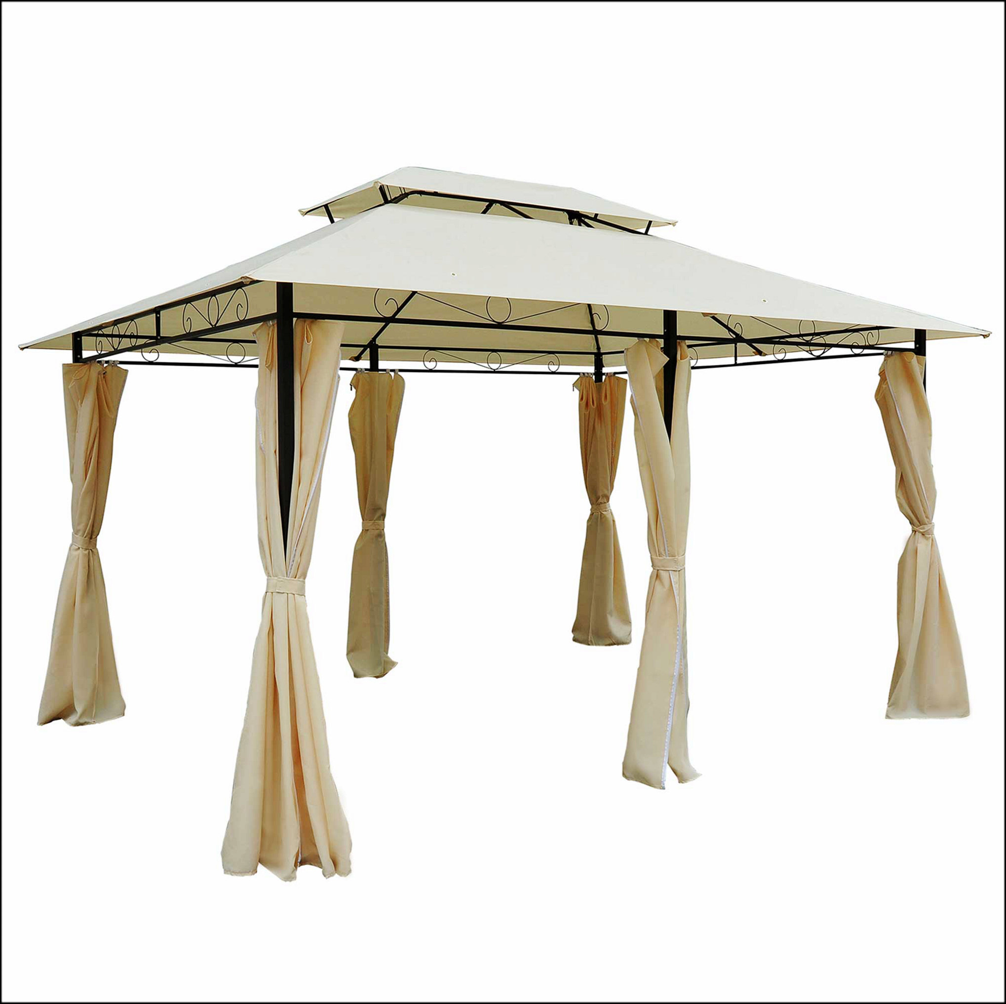MR 10' x 13' Patio Gazebo, Outdoor Gazebo Canopy Shelter with Curtains ...