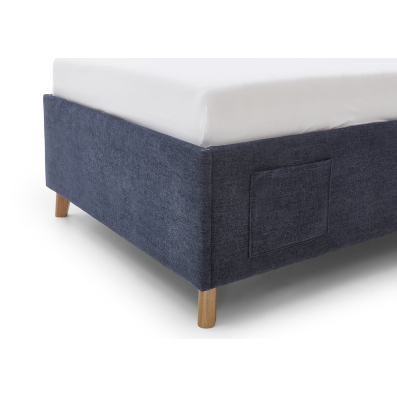 Chickerell Upholstered Standard Bed, European Single (90 x 200cm), Dark Blue