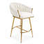 Tabourets de bar touffetés Glam (ensemble de 2) - Tabourets de comptoir rembourrés avec pieds en métal doré pour cuisine et salle de bain-1436758009