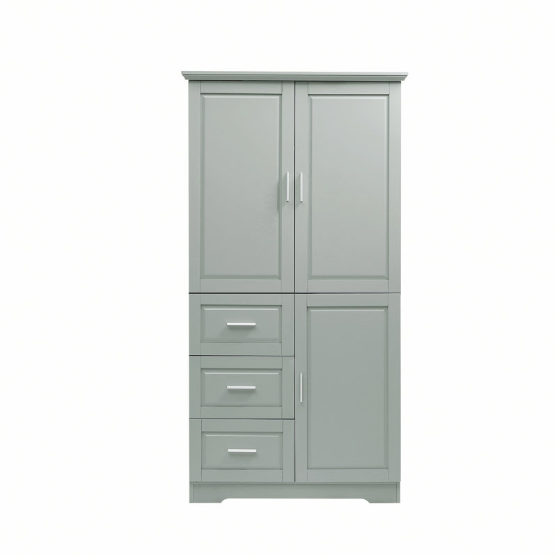 Wooden Frame Cabinet, Tall Bathroom Cabinet, Storage Cabinet With Doors For Bathroom, Gray