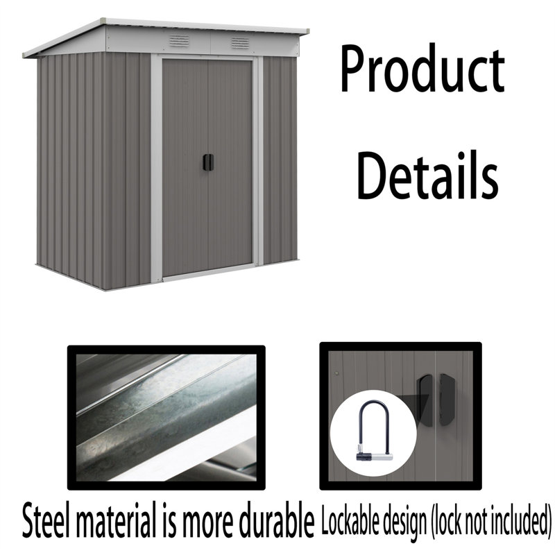 Outdoor Storage Shed, Gray, 69" H x 69" W x 42" D