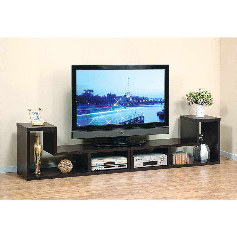 L Shape Geometric Tv Stand Two Piece Extendable Media Furniture Red Cocoa Espresso Cappucino Colour