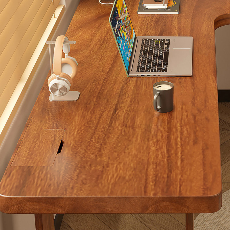 Walnut L-Shaped Solid Wood desks, Right Hand Return, 29.53" H x 62.99" W x 39.37" D