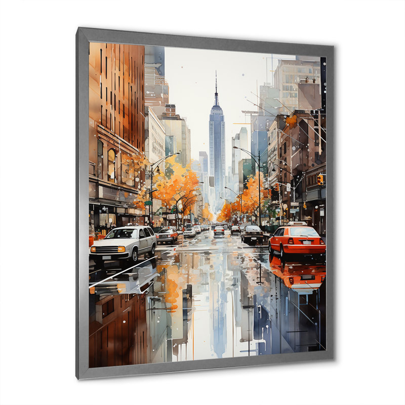 Collage sur toile Mauree New York, H 44 po x l 34 po x P 1,5 po, Cadre photo argenté