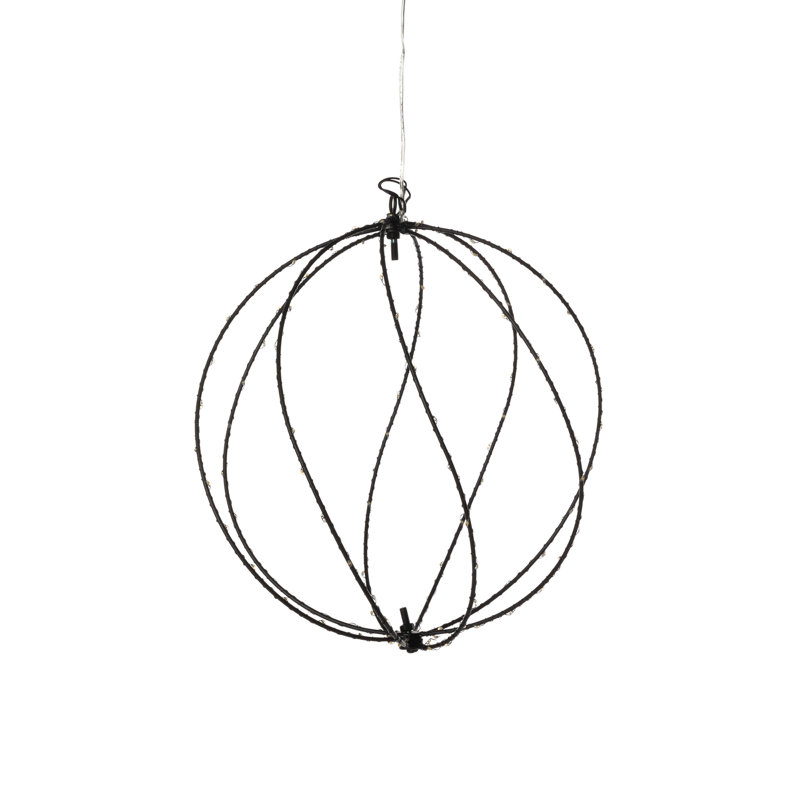 Twinkle Lit Sphere, White, Small, 11.81", Black