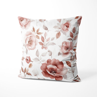Floral Decorative Throw Pillow - French Country Pink And Grey Dusty Bloom Printed Cushion