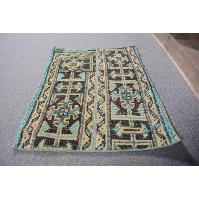 Handwoven Rugs, Turkish Rug, 1.6x2.2 ft Small Rug, Vintage Rugs, Brown Luxury Rug, Boho Rug