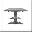 Table rectangulaire à tréteaux avec piédestal double tourné, finition grise patinée pour une élégance rustique et moderne.