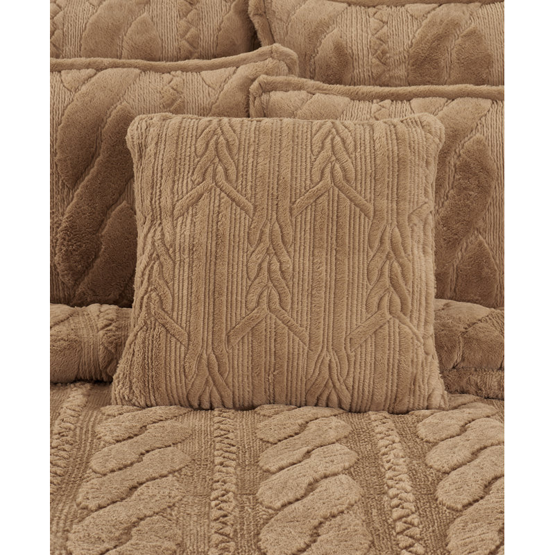 Caress Gold Plush 20" Square Decorative Throw Pillow