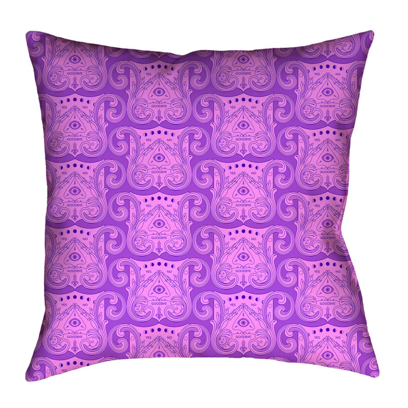 Coussin décoratif intérieur / extérieur Katelyn Elizabeth, 18 po x 18 po, Mauve et pastel
