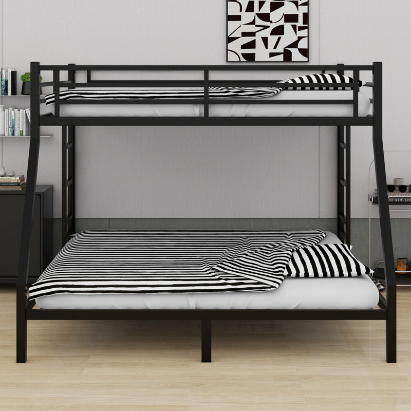 Metal Bunk Bed, Black, Queen over King