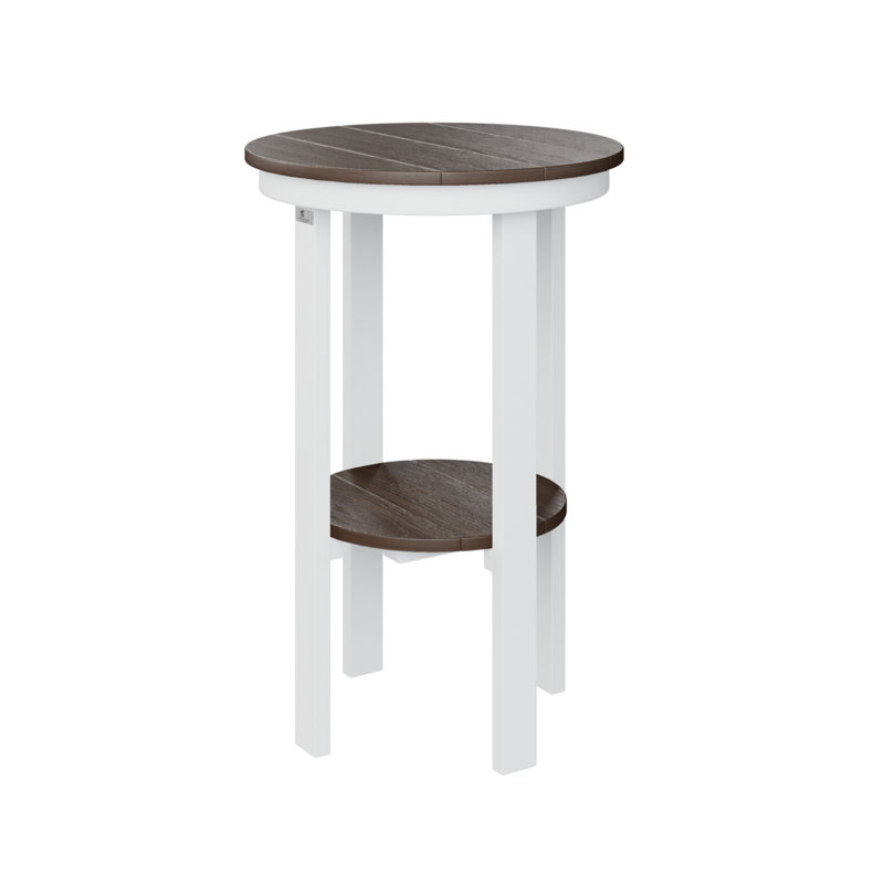 Outdoor Round End Dining Table, 29" H x 21.5" W x 21.5" D, Scarlet Red/White